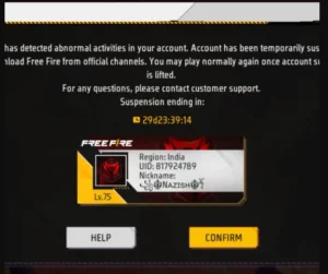free fire id temporary suspend