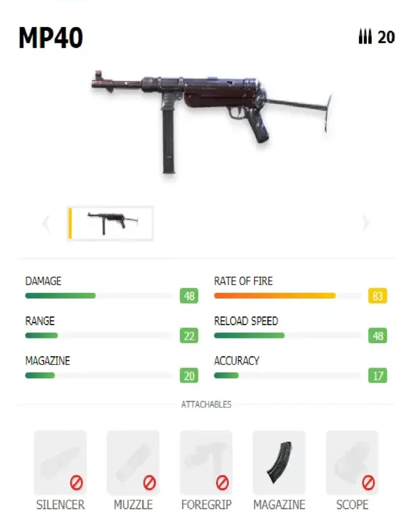 Weapon MP40 free fire