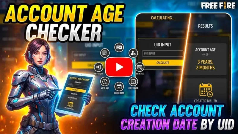 Free Fire Account Age Checker tool image thumbnail