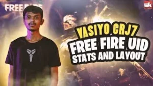 Vasiyo youtuber image banner free fire uid stats and layout