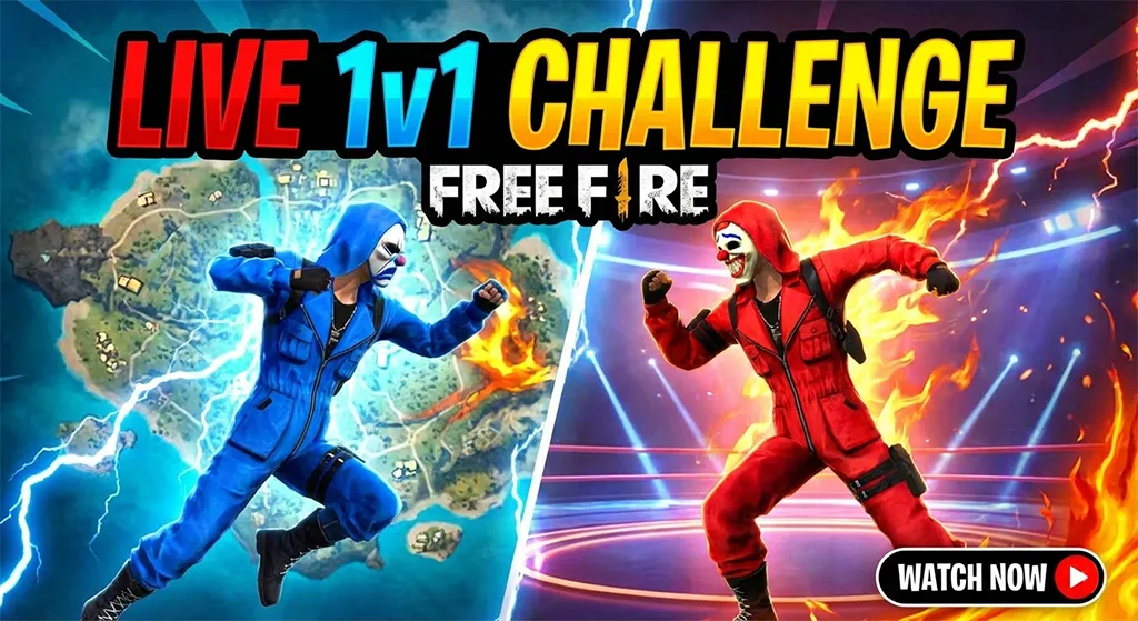 free fire live 1v1 custom challenge youtube thumbnail