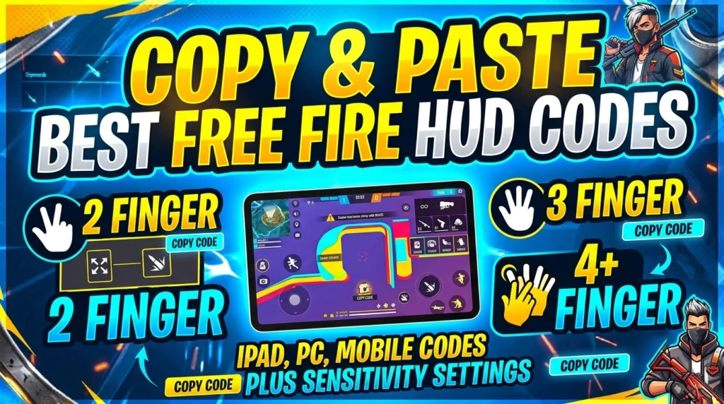 Free Fire HUD Code — Copy & Paste Best Codes (2, 3, 4 Finger)