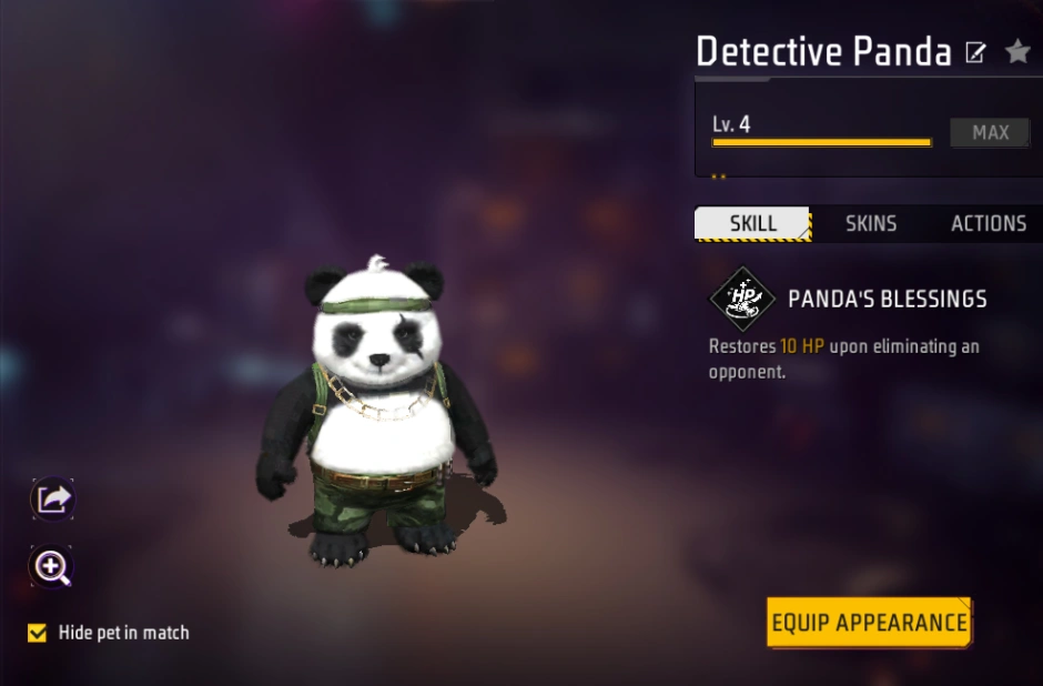 Free Fire Detective Panda Pet